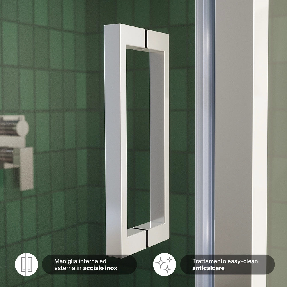 Box doccia 100x90 cm con apertura a battente vetro 6mm trasparente h195 cm | Aruba