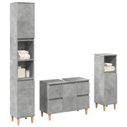 Set Mobili da Bagno 3 pz Grigio Cemento in Legno Multistrato 3324949