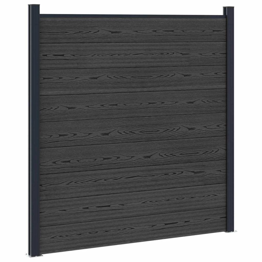 Set di Recinzione 5 pz 792 x 186 cm WPC e Alluminio Nero 3429423
