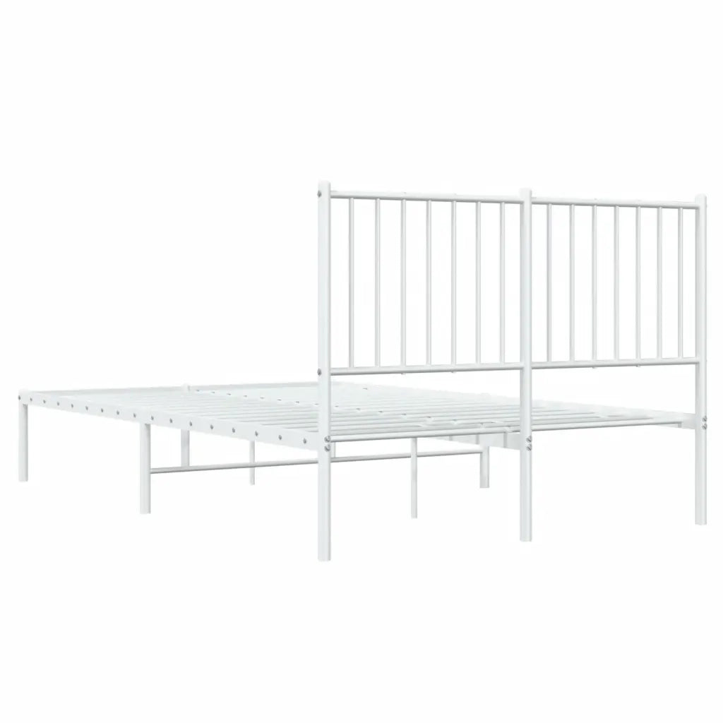 Letto matrimoniale | Letto per adulti | Giroletto con Testiera Metallo Bianco 120x190 cm