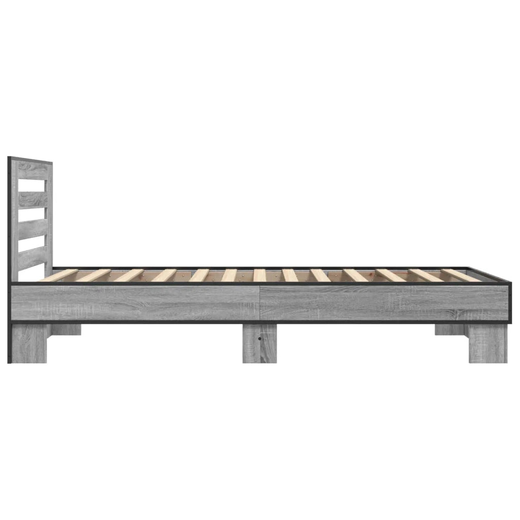 Struttura letto con testata-Giroletto Sonoma grigio 80 x 200 cm 618917