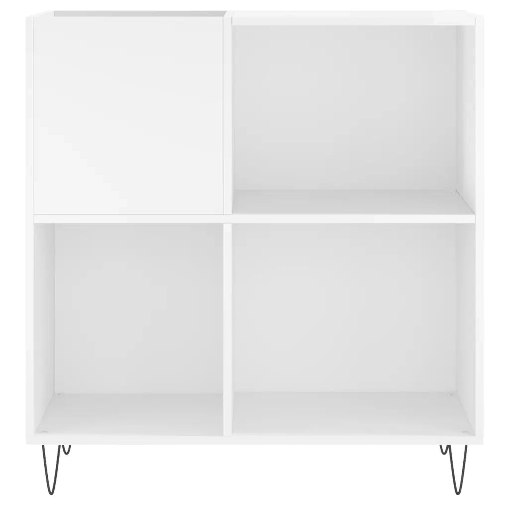 Mobile Porta Dischi Bianco Lucido 84,5x38x89 Legno Multistrato 831774