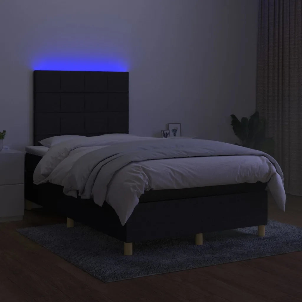 Letto a Molle con Materasso e LED Nero 120x200cm in Tessuto 3135423