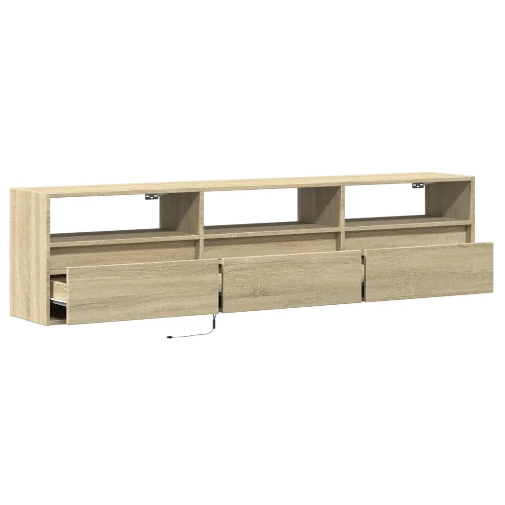 Mobile TV a Parete con LED Rovere Sonoma 180x31x45 cm 3307942