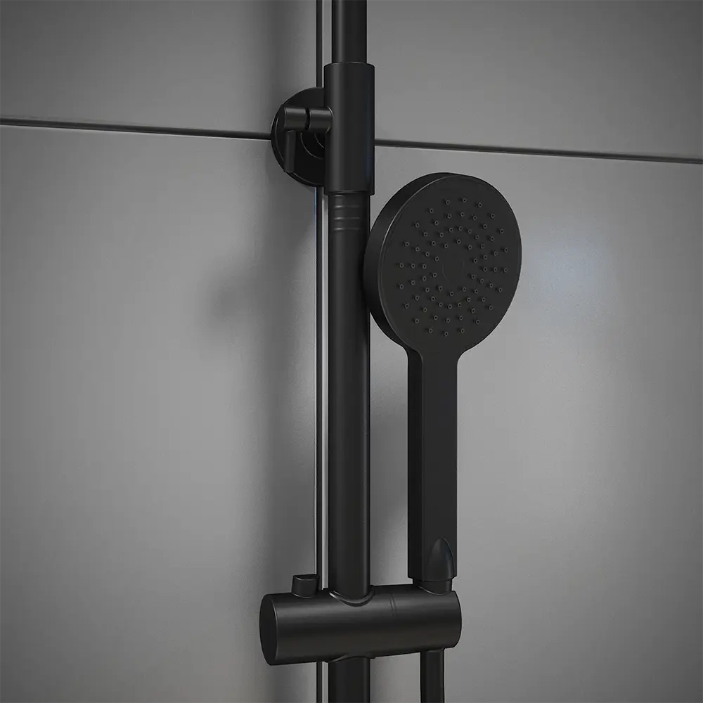 Colonna doccia soffione 20x20 cm in ABS finitura nero opaca | Piave