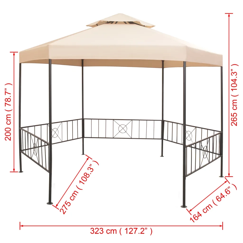 Gazebo Padiglione Tenda da Giardino 323x265 cm 43165
