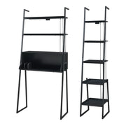 Set di 2 mobili con scala scaffale e scrivania nera 03_0009368