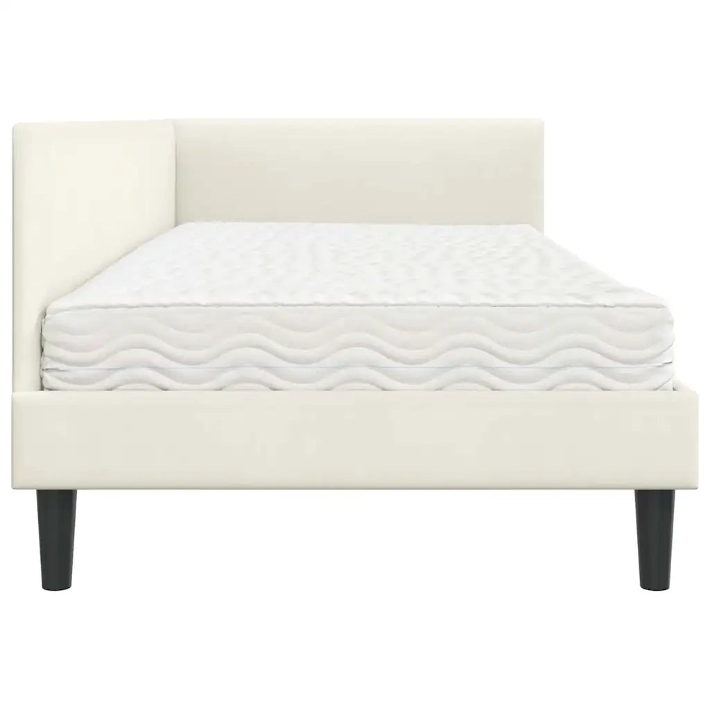 Struttura Letto Angolare con Materasso 2 pcs Crema Velluto 3393775