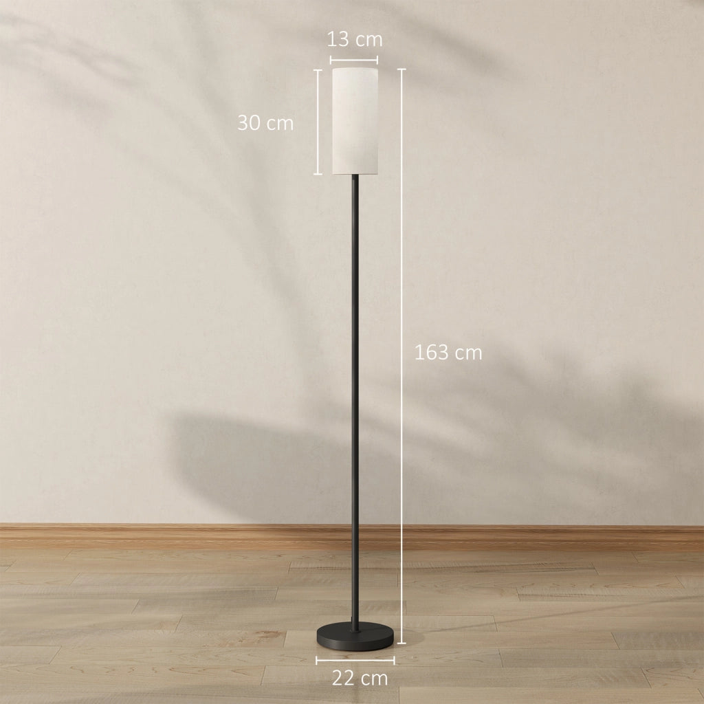 Lampada da Terra ¨C Xylo ¨C Paralume Effetto Lino Bianco con Interruttore a Pedale