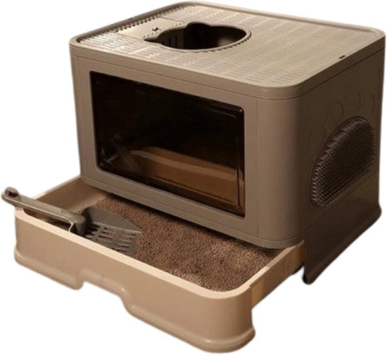 Cattilettiera XXL - Ripiegabile con Copertura - Senza Odore e Resistente alla Sporcizia - Inclusa Spazzola - Cassetto per Cattivi