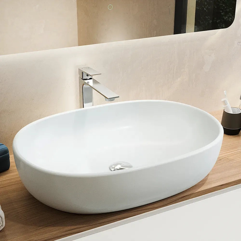 Coppia miscelatori lavabo alto slim bidet senza scarico cromato | Ingrid