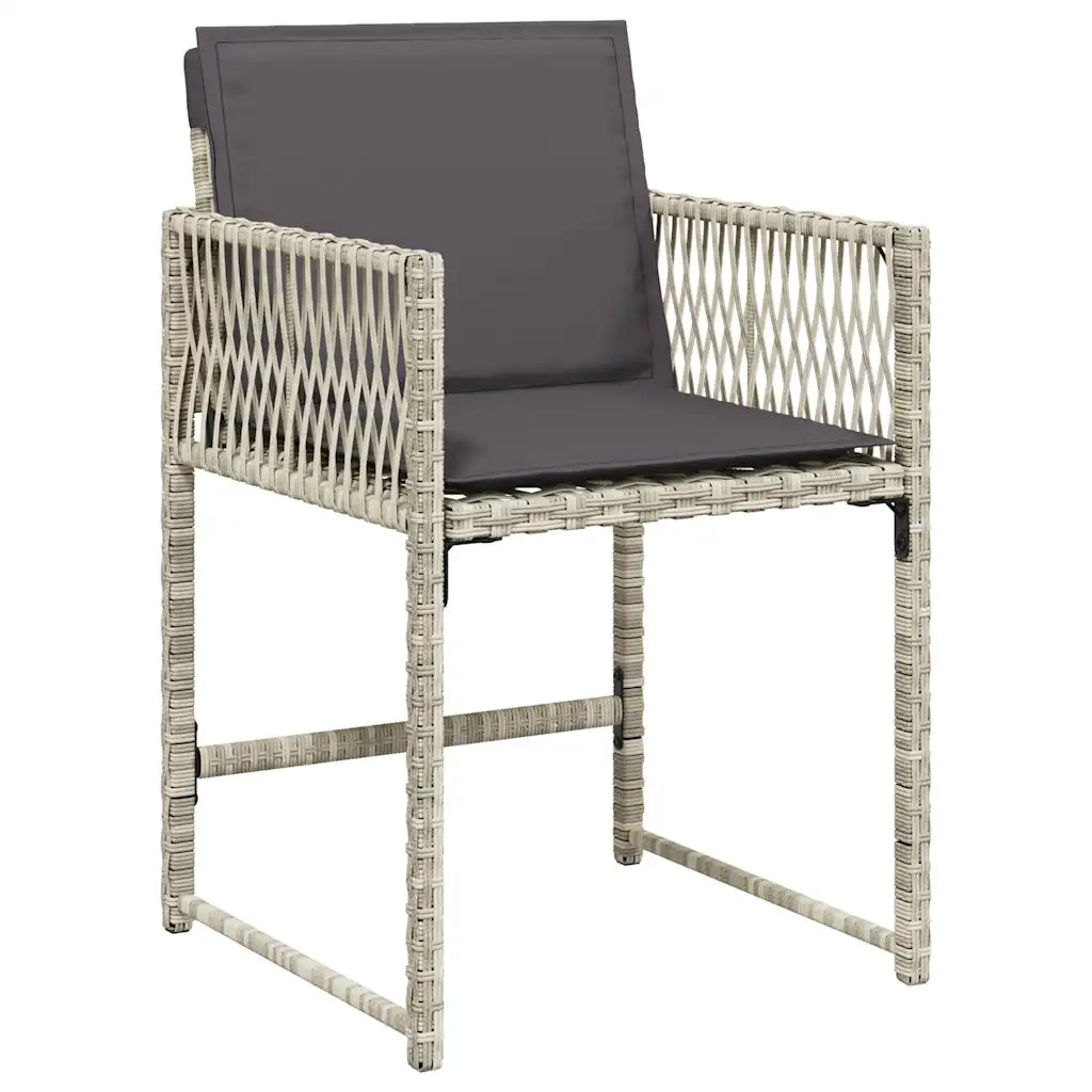 Set Pranzo da Giardino 5pz con Cuscini Grigio Chiaro Polyrattan