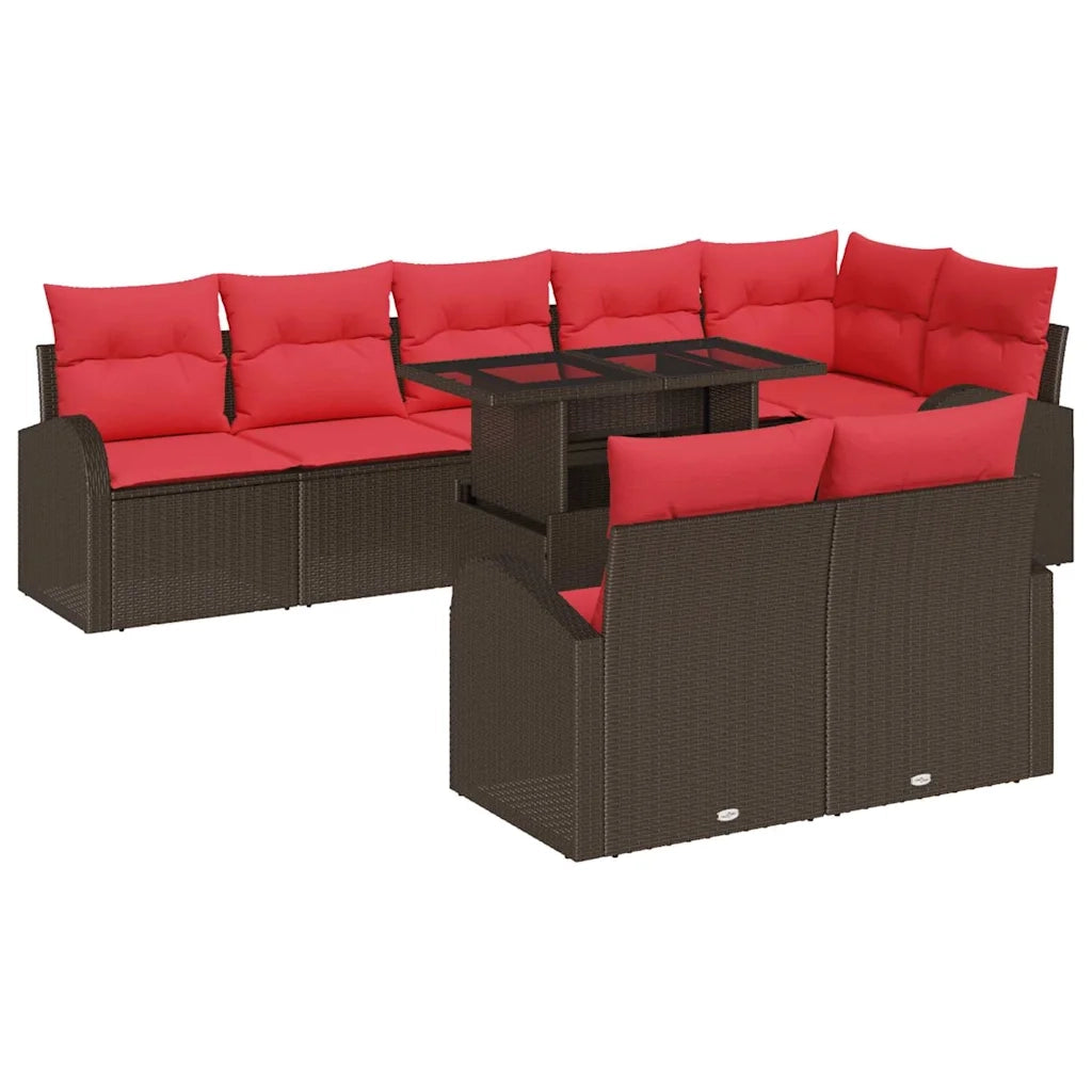 Set Divano da Giardino 9 pcs Marrone Poly Rattan 3357407