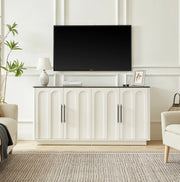 Sideboard con frontale ad arco 160 cm in MDF bianco e nero; con 4 ante e chiusura soft-close
