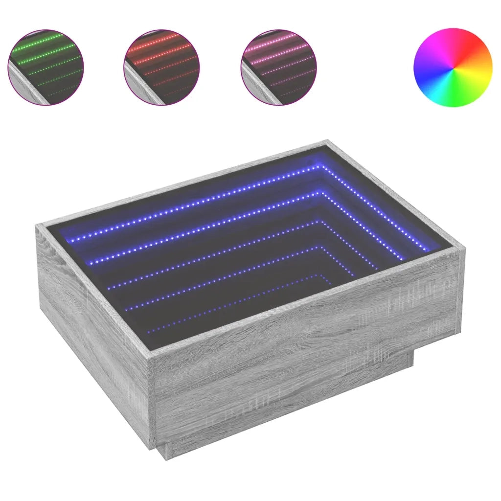 Tavolino Salotto con LED-Tavolino da soggiorno-Tavolo Grigio Sonoma 70x50x30 cm Multistrato