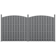 2 pezzi di recinzione barriera privacy frangivento in legno composito WPC semicerchio arrotondato 185 x 376 cm grigio 03_0006593