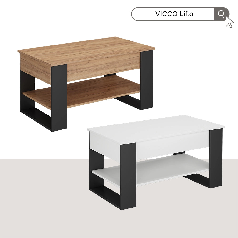 Vicco Tavolino Rovere/antracite 92 x 51 cm con funzione di sollevamento