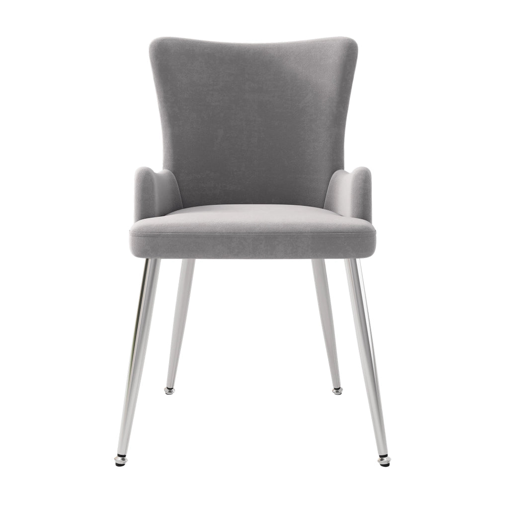 Sedia da pranzo 2 pezzi in velluto con gambe metalliche stabili, design moderno grigio e argento