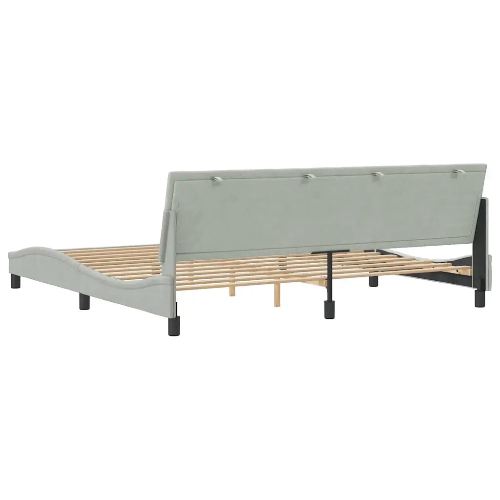 Letto matrimoniale | Letto per adulti | Giroletto senza Materasso Hanko Grigio Chiaro 200x200 cm Velluto