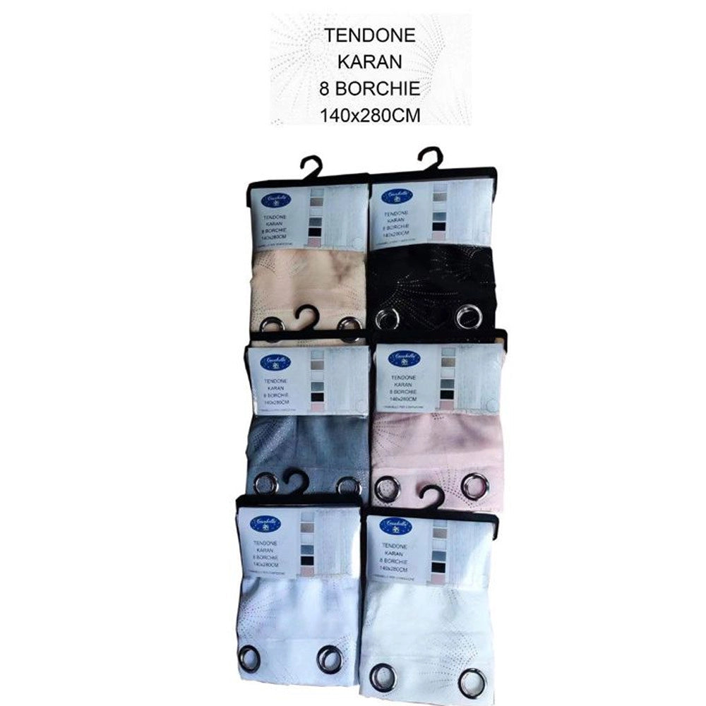 Trade Shop - Tenda Karan Pannello Singolo 8 Borchie Porta Finestra Cucina Bastone 140x280 Cm -