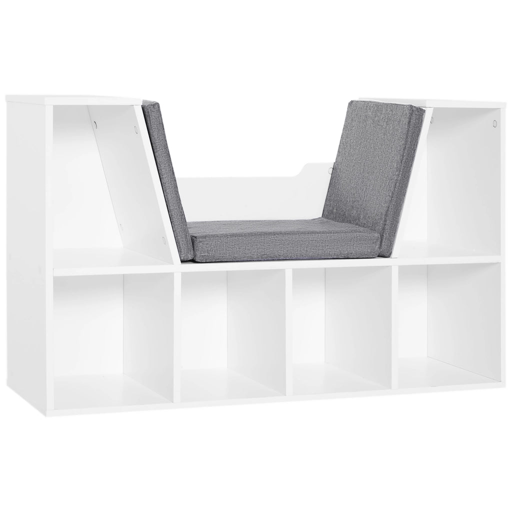 Libreria con Banco e Cuscino ¨C Minimal ¨C Bianco e Grigio 102x30x61cm