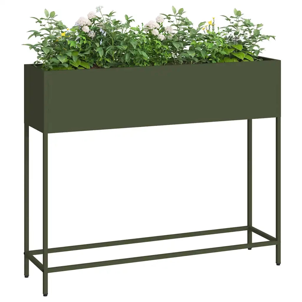 Vaso da Giardino Rialzato Oliver verde 100 x 26 x 82 cm Acciaio 865879