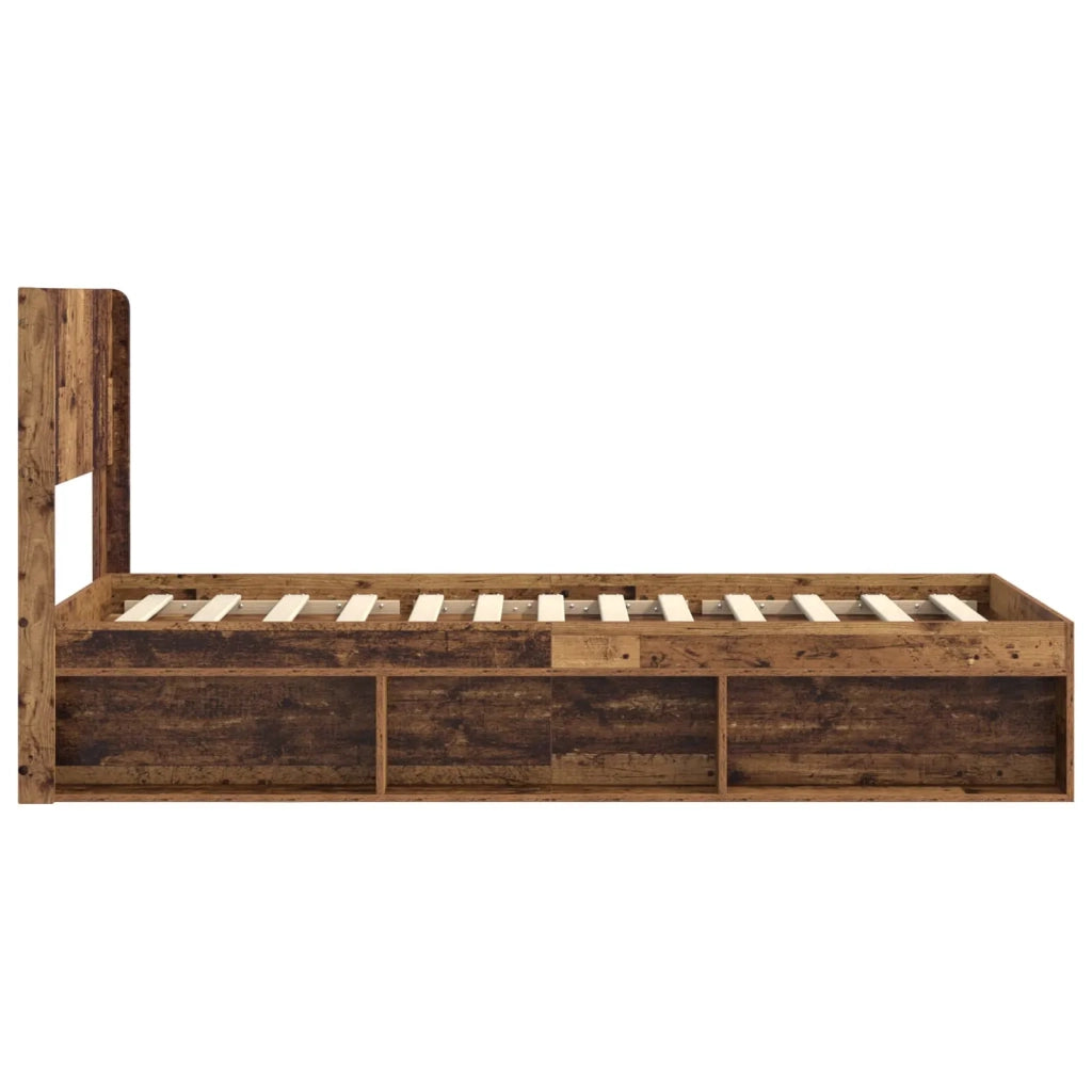Struttura del letto con stoccaggio e testata-Giroletto con contenitore Legno antico 832615