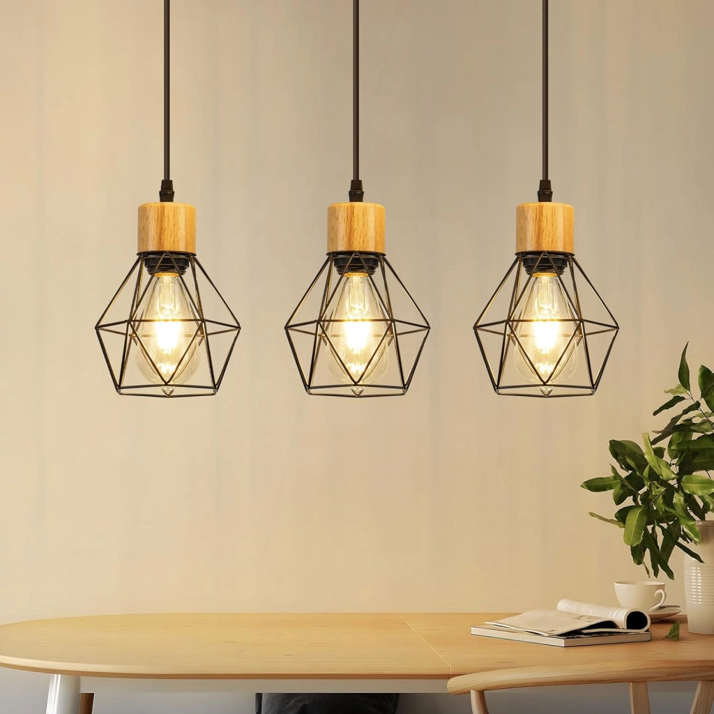 Lampada a sospensione ZMH 3 fiamme vintage nera in metallo E27 senza lampadina