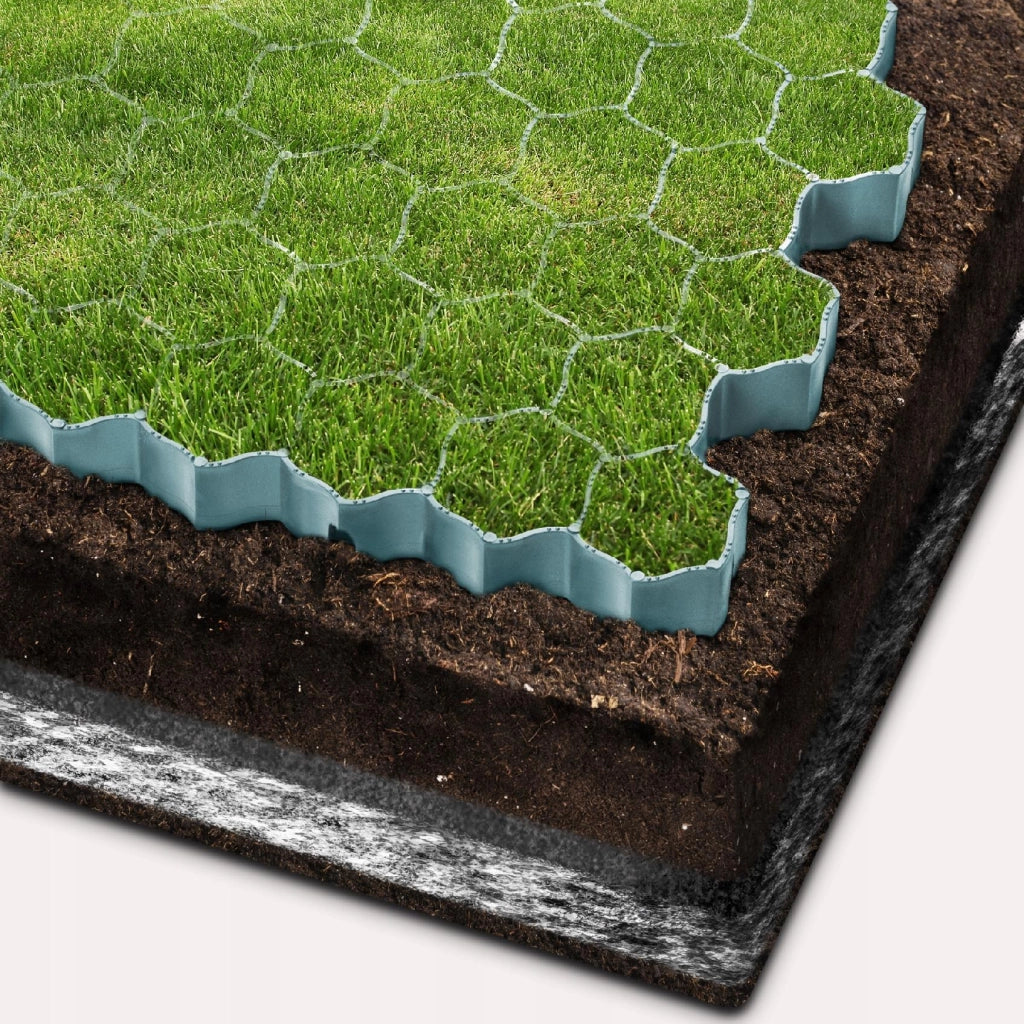 Griglia di protezione per prato KADAX Geogrid 60x40x4 cm 24 pezzi Giardino 590 Ton/M2