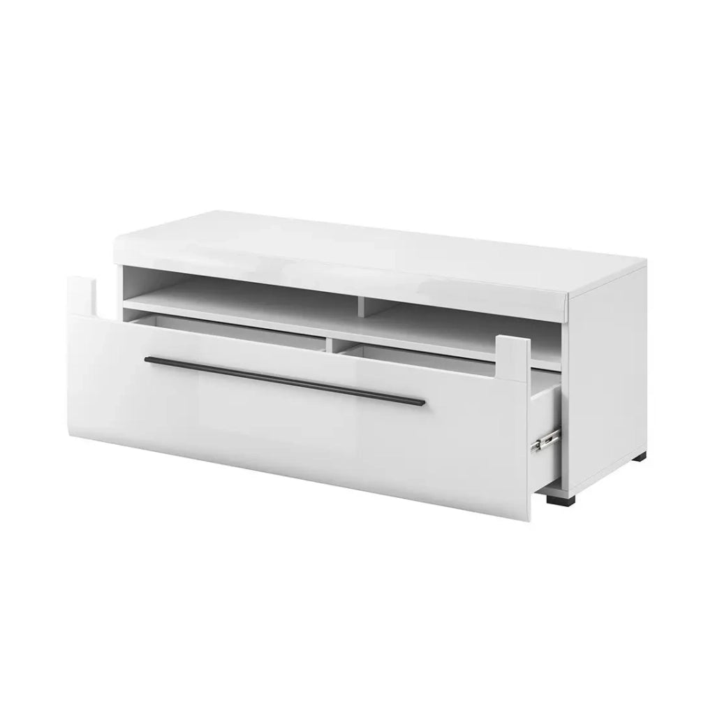 Mobile TV 140cm collezione BREDA. Colori bianco opaco e bianco lucido. Stile design.