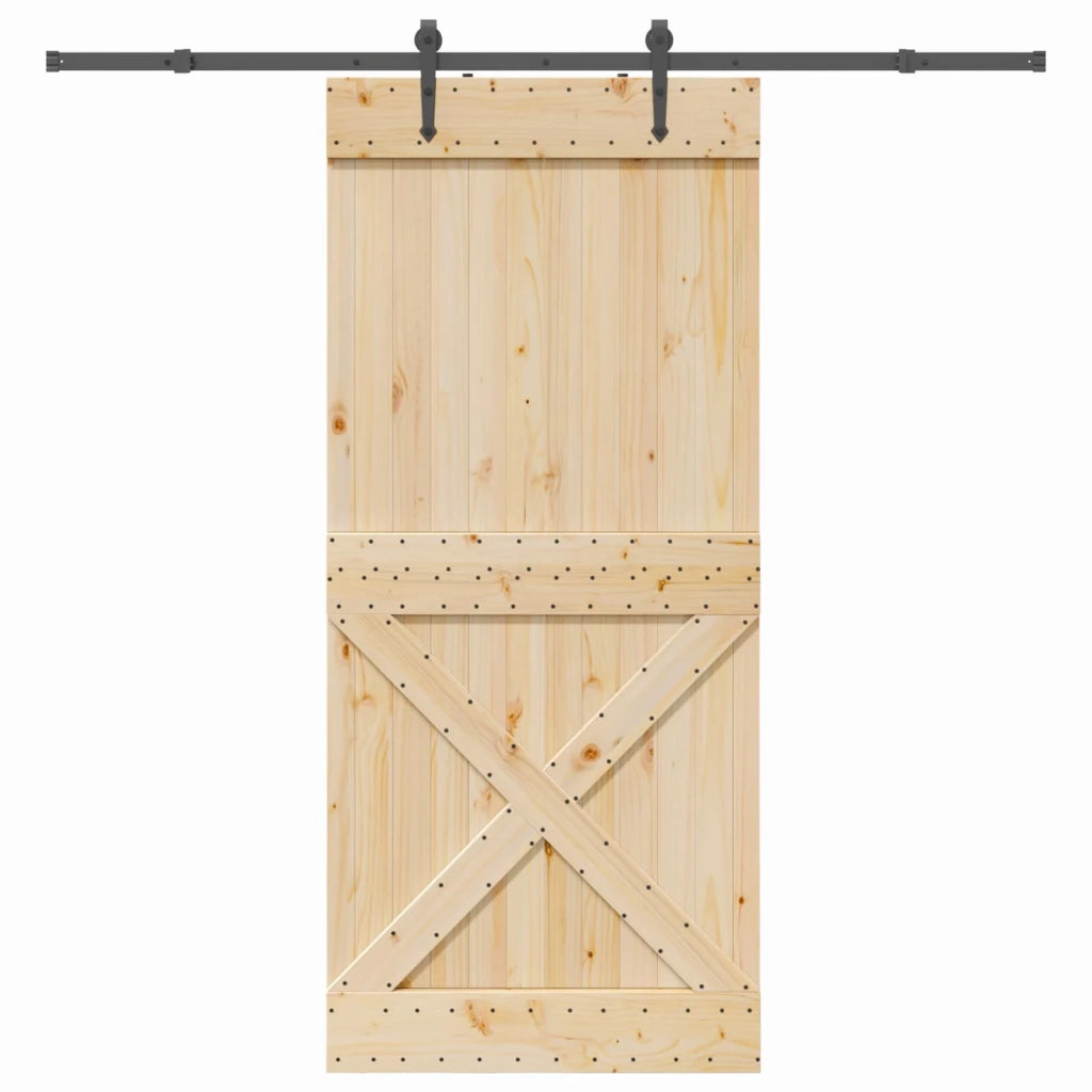 Porta scorrevole NARVIK Naturale e Nero 100 x 210 cm (213,5 cm) 3445394