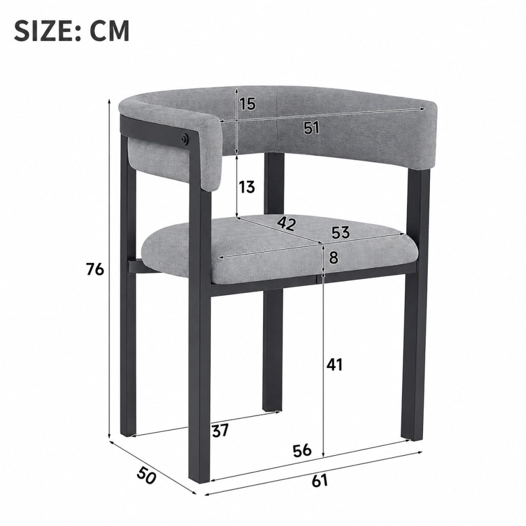 Sedia da pranzo Set da 6 con Schienale Semicircolare e Design Ergonomico in Ciniglia Grigio