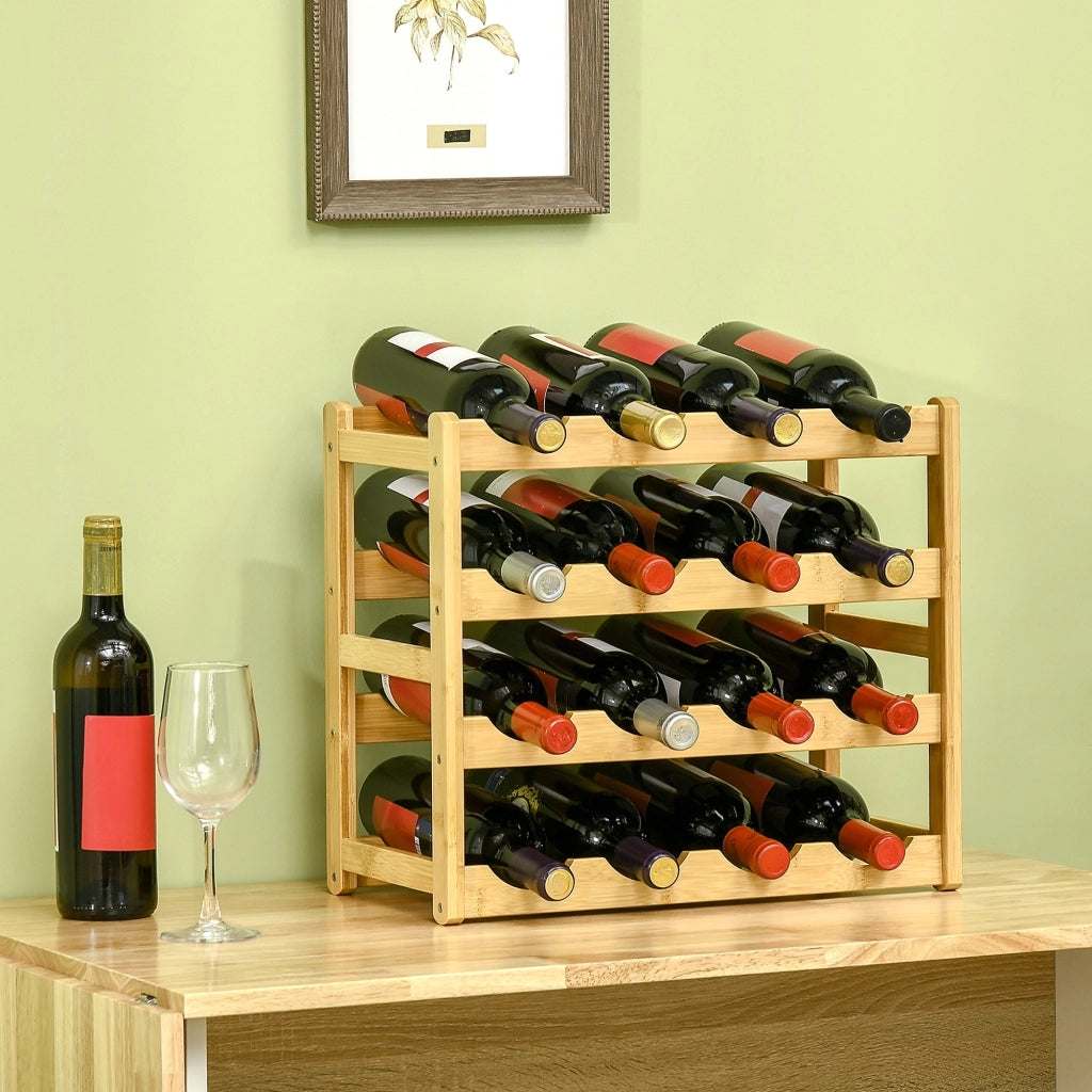 Scaffale per Vino in Bamb¨´ 4 Ripiani ¨C Minimal ¨C 43x23.5x38 Naturale