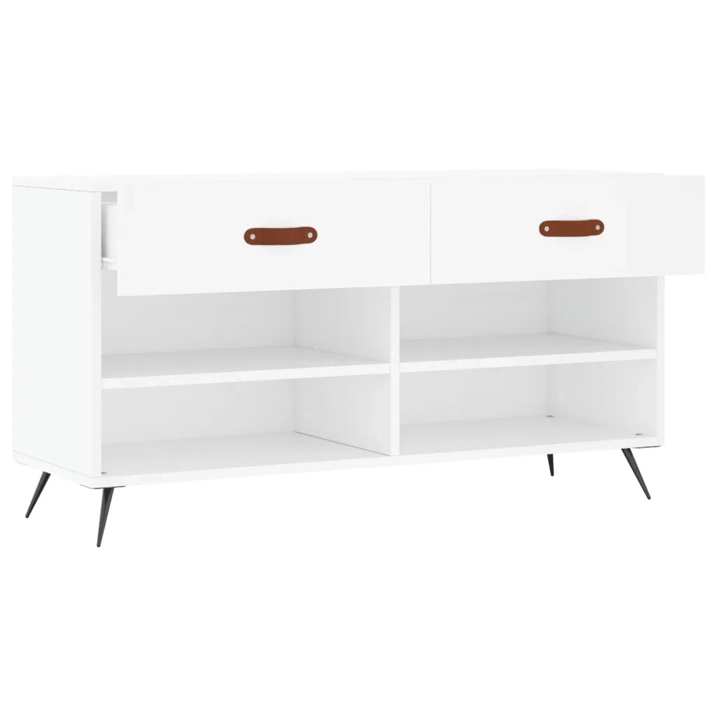 Panca Porta Scarpe | Scarpiera | Mobile per scarpe Bianca 102x35x55 cm in Legno Multistrato