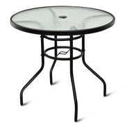 Tavolo da giardino rotondo 80 x 80 x 72 cm con foro per ombrellone design moderno metallo nero 20_0013999