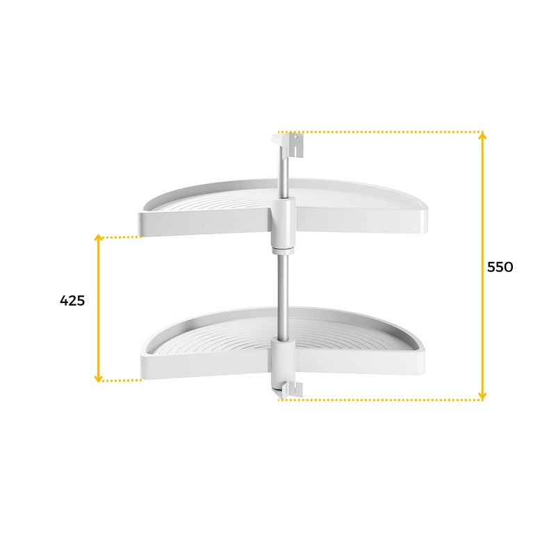 Set di piatti girevoli 3/4 Shelvo, per modulo da 800 mm, Tecnoplastica e Alluminio, Bianca