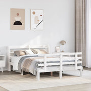 Giroletto con Testiera Bianco 135x190 cm Legno Massello di Pino