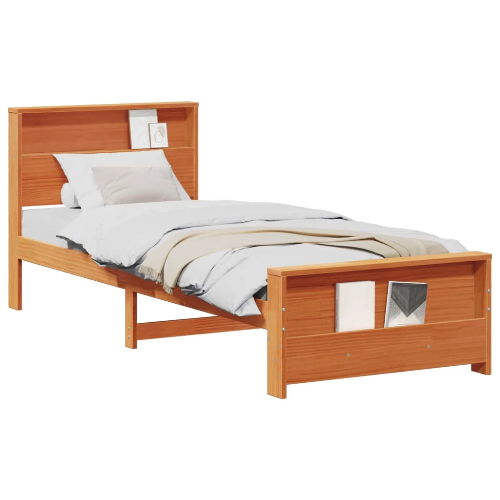 Letto singolo | Letto per adulti | Struttura del letto con testiera Marrone cerato 80 x 200 cm