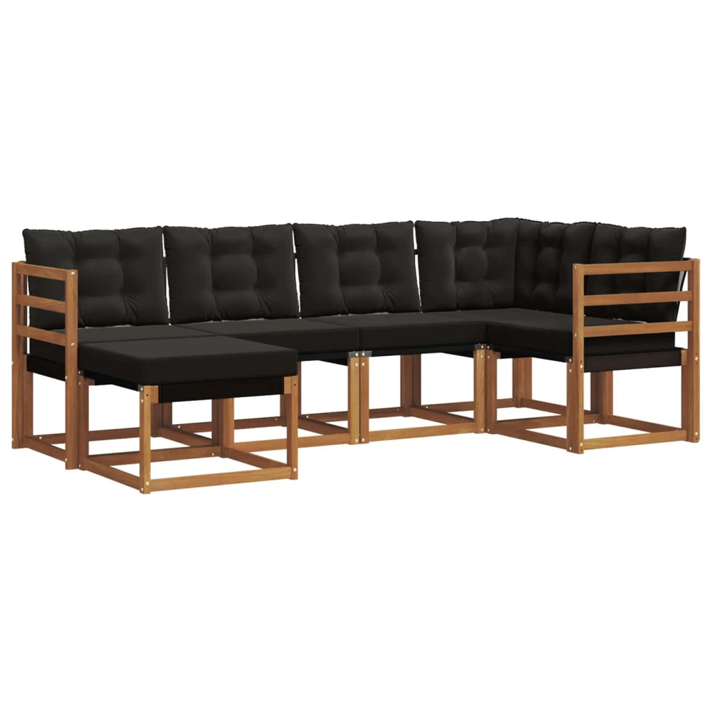 Set di divani da esterno con cuscino 6 pcs Naturale e Nero 3368823