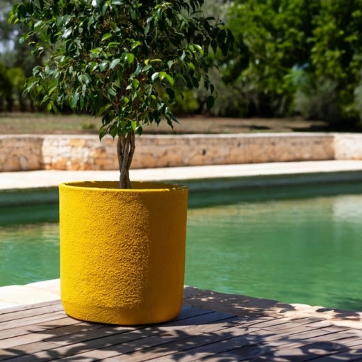 Vaso Cilindro effetto Bouclè cilbou 40 cm Colore: Senape