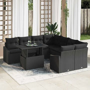 Set Divano da Giardino con cuscino 9 pcs Nero polyrattan 3348979