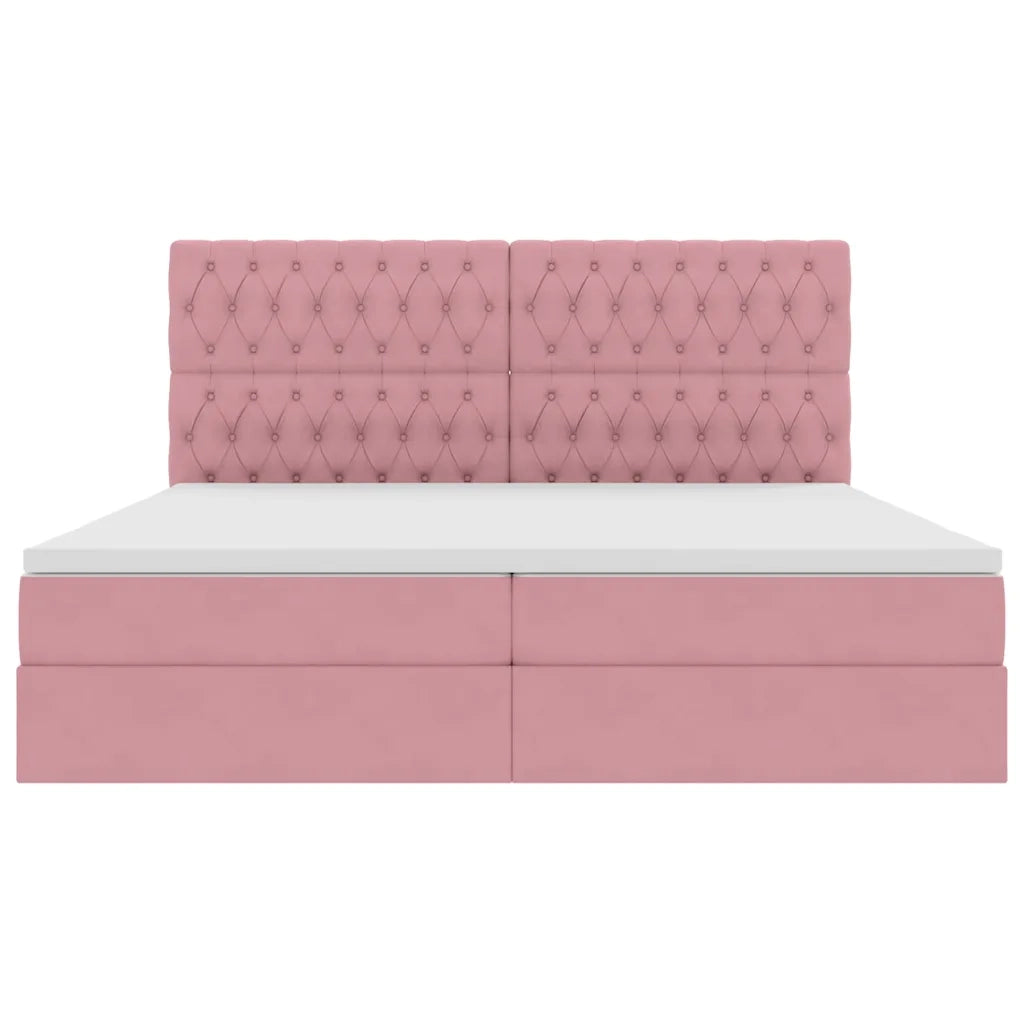 Letto con contenitore e LED con led Rosa 200 x 200 cm Velluto 3372752