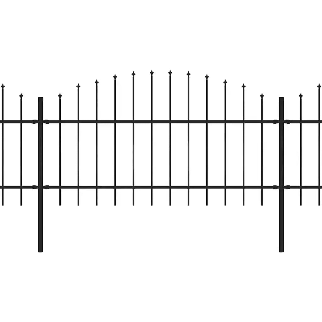 Recinzione da Giardino con Punta a Lancia in Acciaio 1005x125 cm Nero 277726