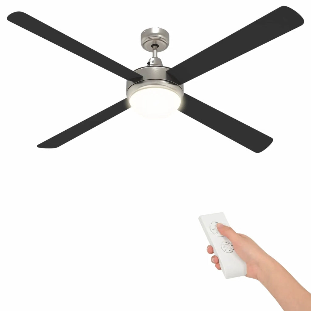 Ventilatore da soffitto con luce e telecomando Ø 130 cm Nero 42035649