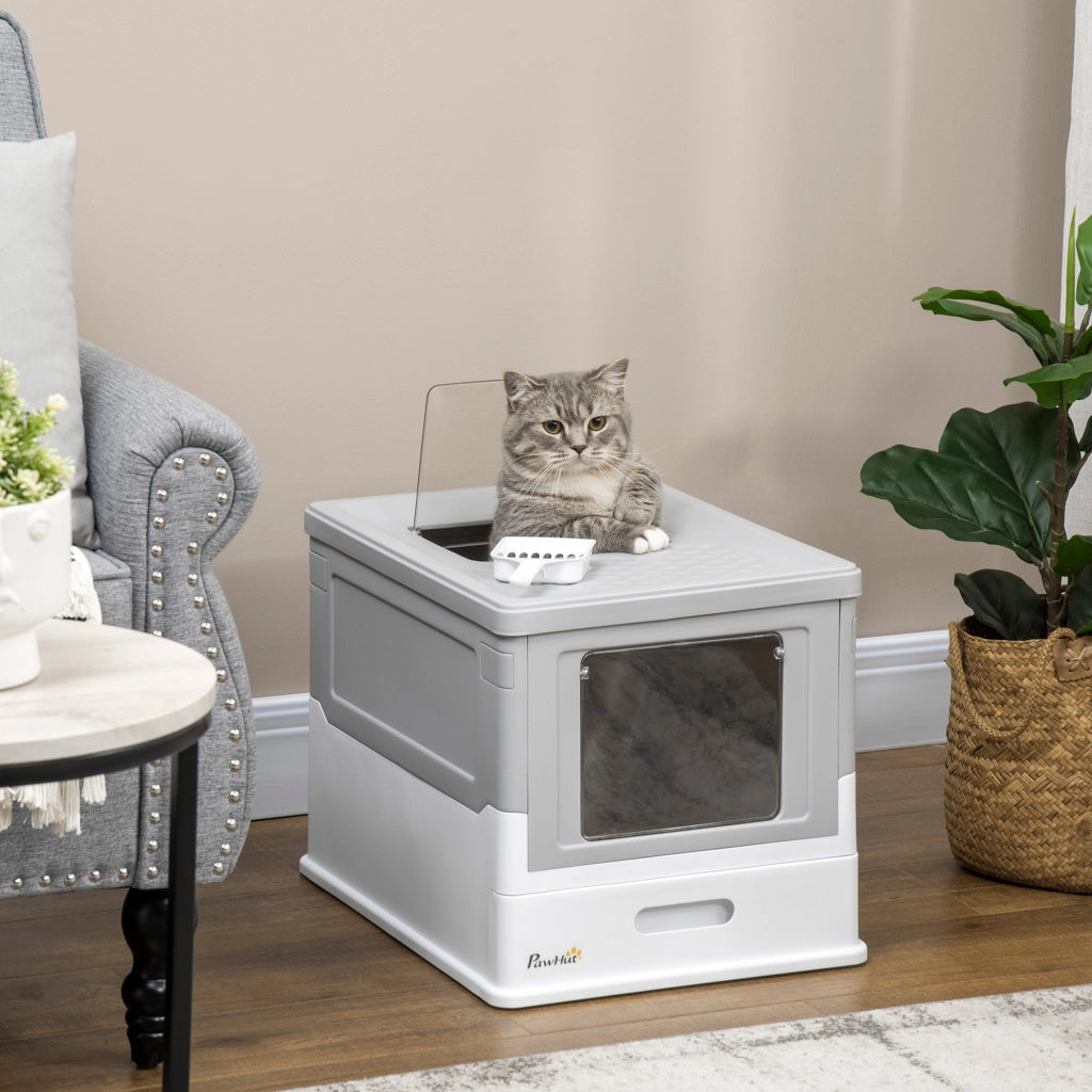 Arenero per Gatti ¨C zephmum ¨C Grigio e Bianco 47.5x35.5x36.7 cm