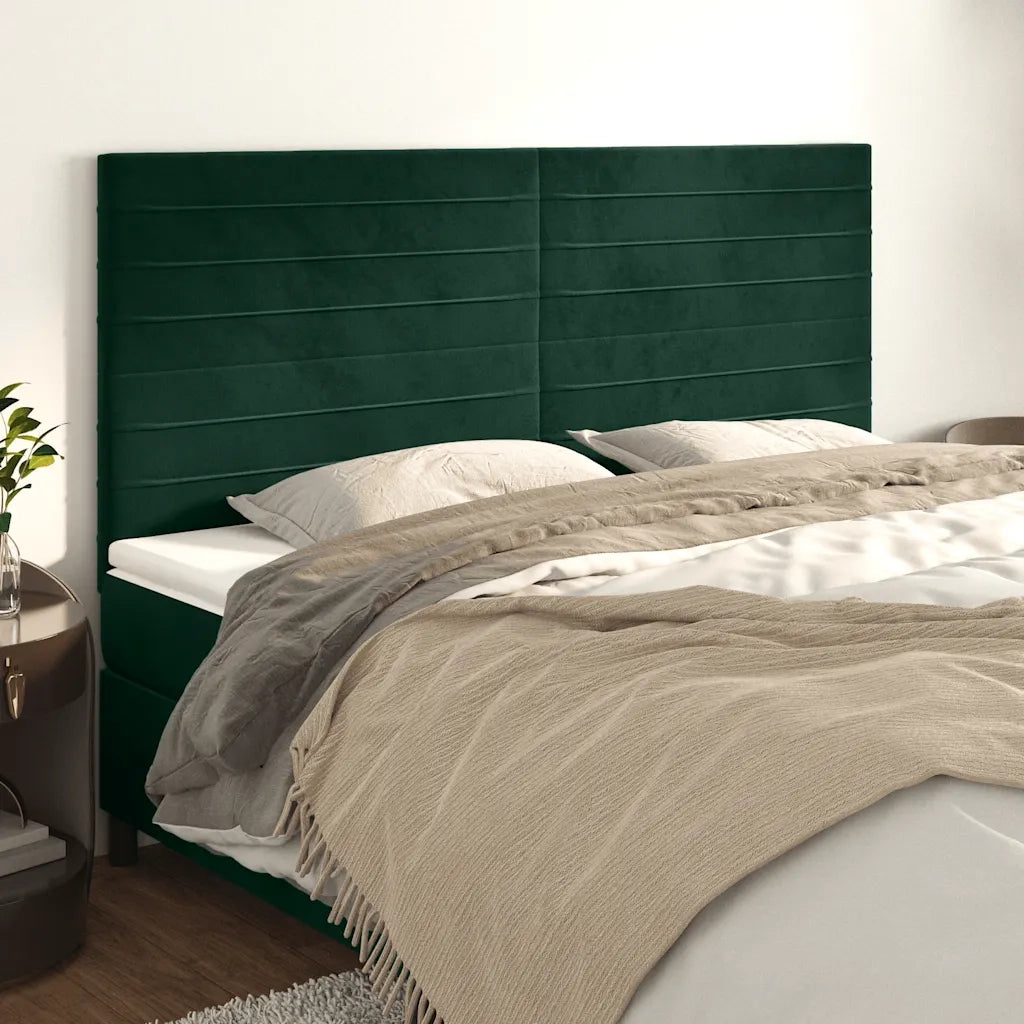 Testiera | Testata Verde Scuro 160x5x118/128 cm Velluto