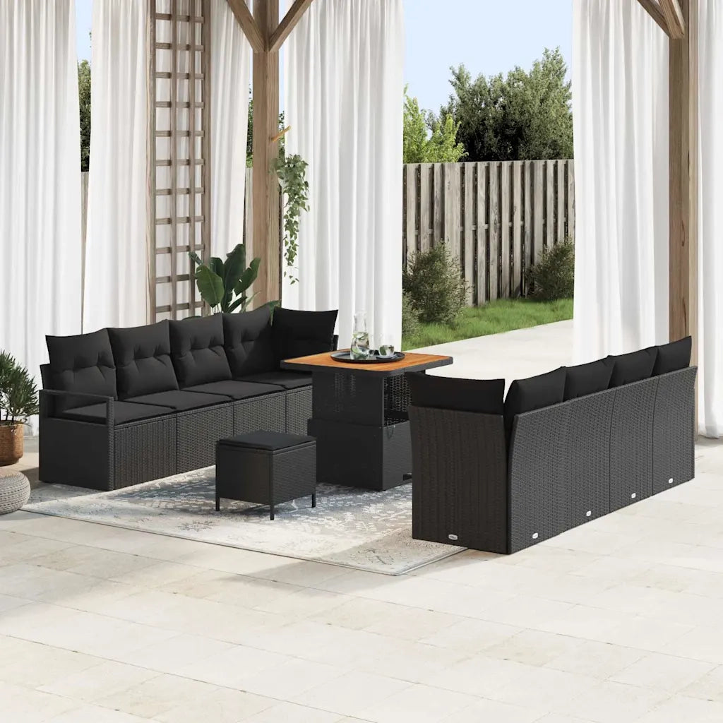 Set Divano da Giardino con cuscino Nero 80 x 80 x 71 cm 3364444