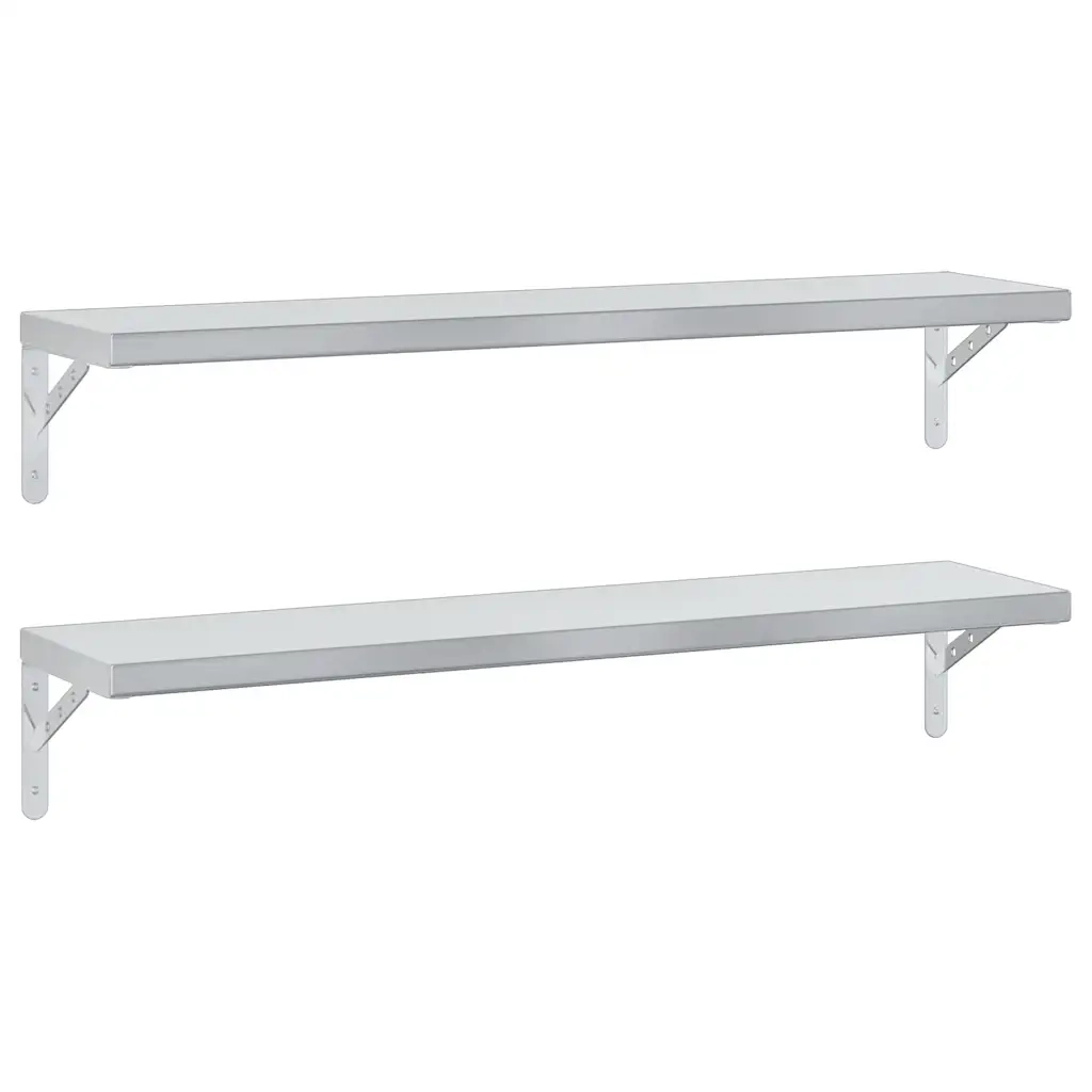 2 pz Mensole a Muro | Scaffale Parete | Ripiano a parete 100x23,5 cm Argento in Acciaio Inossidabile