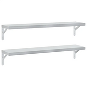2 pz Mensole a Muro | Scaffale Parete | Ripiano a parete 100x23,5 cm Argento in Acciaio Inossidabile