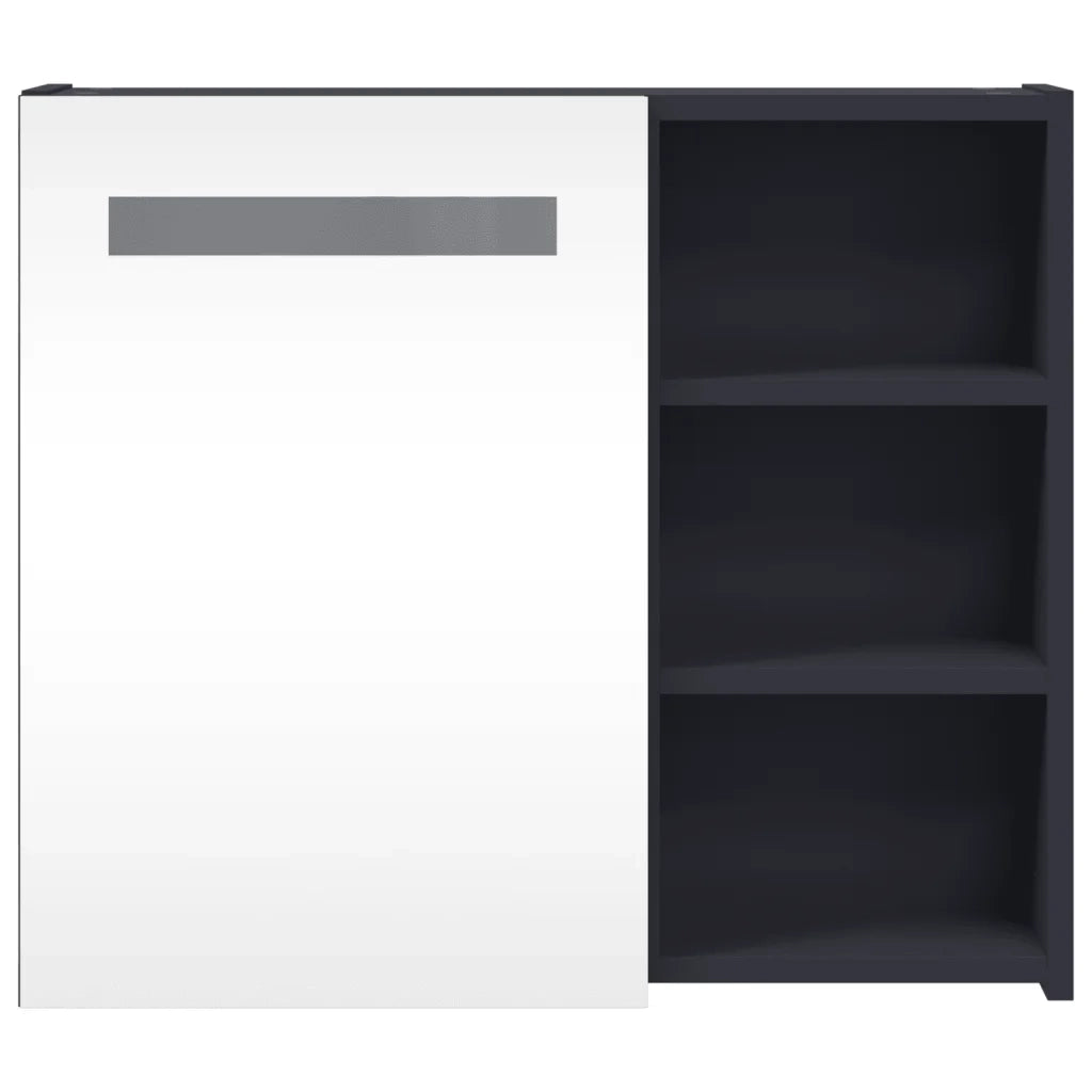 Armadietto Bagno con Specchio e LED Grigio 60x13x52 cm 357970